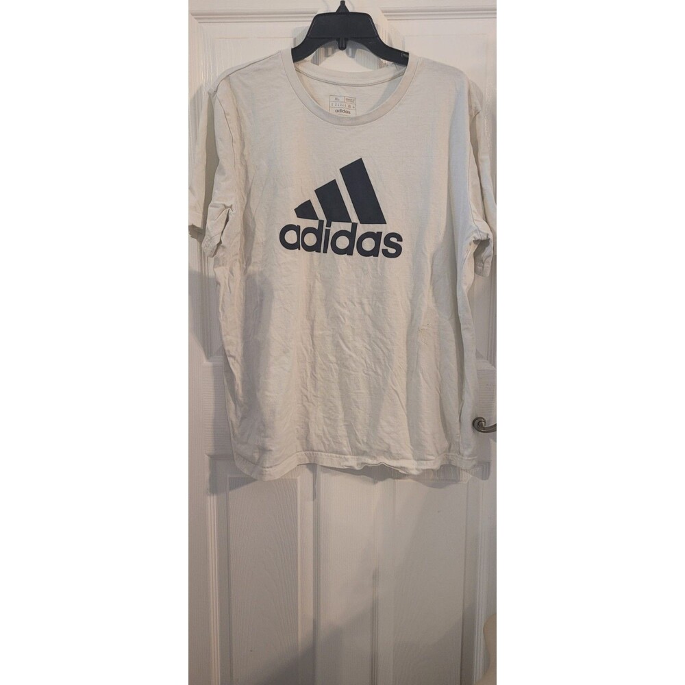 Adidas Amplifier Tee Men's L White Graphic Logo T-Shirt Crew Neck Cotton Jersey